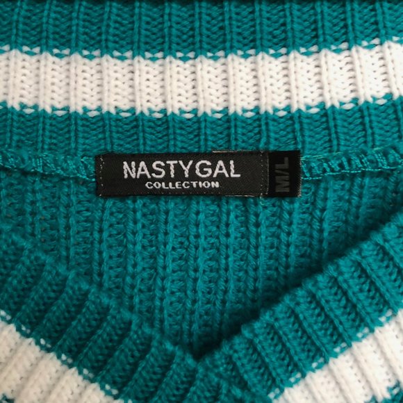 TEAL CROPPED KNITTED SWEATER - Picture 4 of 4